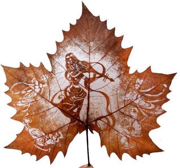 Художественная резьба по листьям китайских мастеров