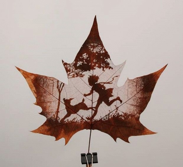 Художественная резьба по листьям китайских мастеров