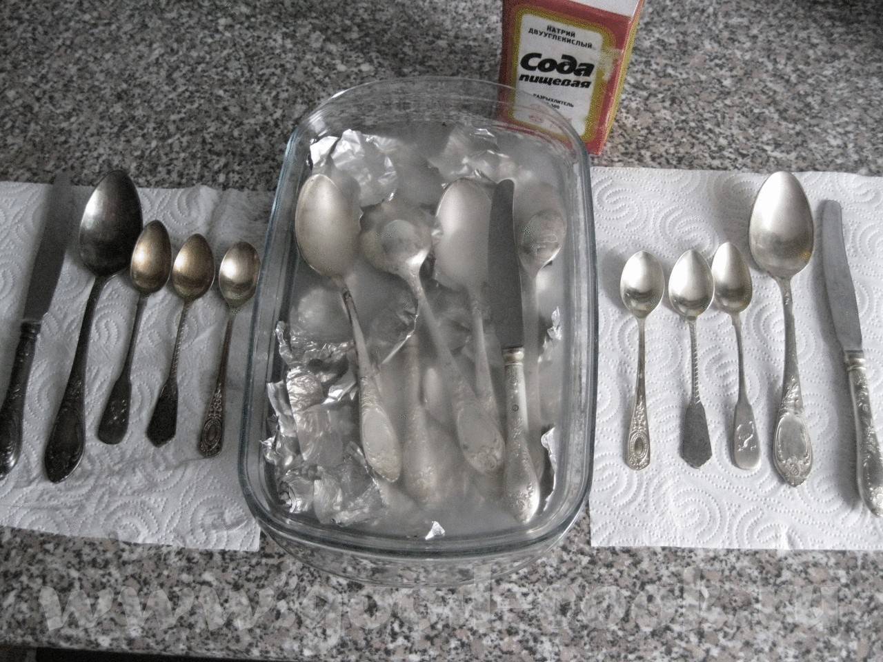 Как очистить серебро содой