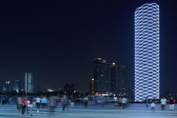 LED освещение на башне в Тяньцзин: освещая небо