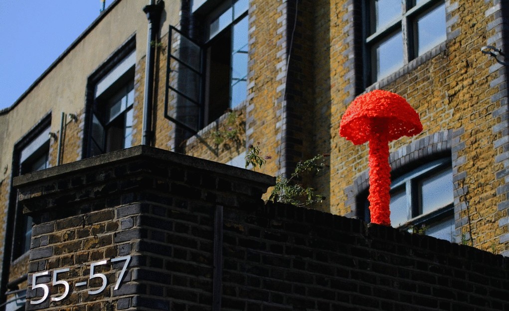 На улицах Лондона появились гигантские разноцветные грибы