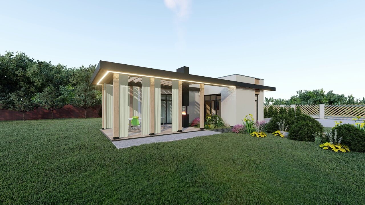 Дом из газосиликатного блока с плоской кровлей