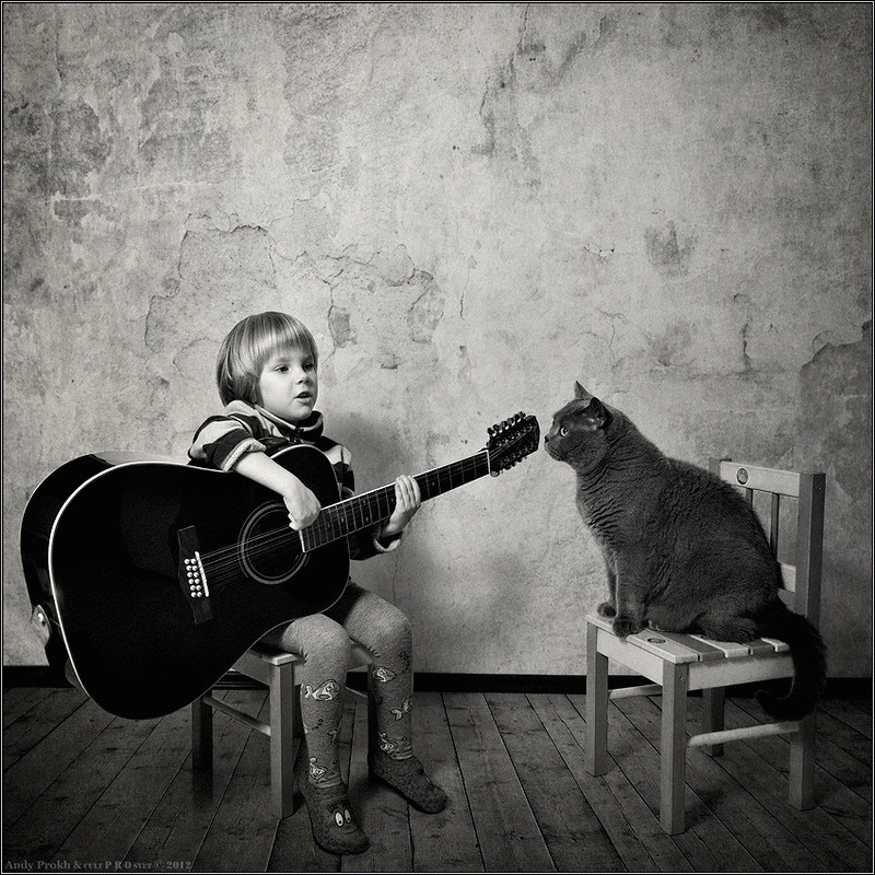 История дружбы девочки и кошки в  фотопроекте Andy Prokh 