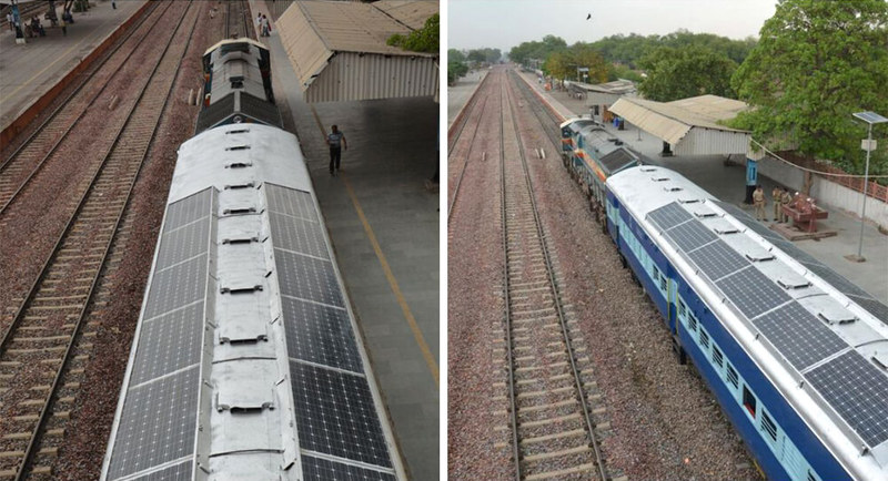 В Индии запустили поезд, почти полностью работающий на солнечных батареях