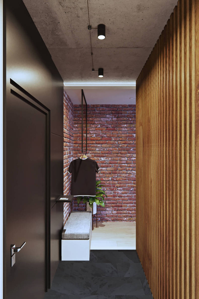 Современный интерьер с элементами лофта для холостяка от студии Geometrium