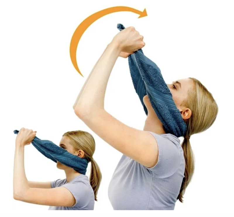 Бить полотенцем. Растяжка шейного отдела позвоночника. Приспособление для вытяжения шеи. Упражнения для шеи. Растяжка шейных позвонков.